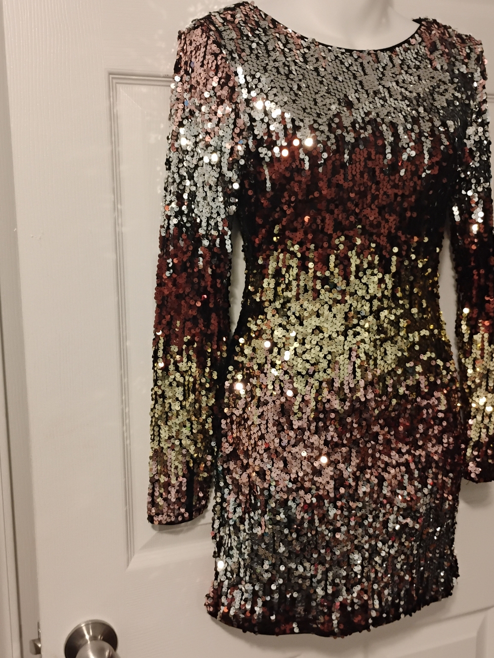 Long-Sleeve Ombre Sequin Party Dress - Multi-Color